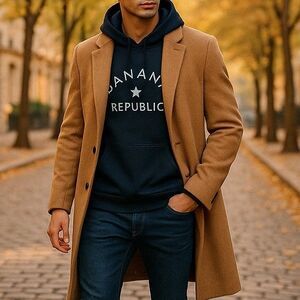 Banana Republic Mens XL Black Pullover Hoodie Sweatshirt Preppy Casual Star